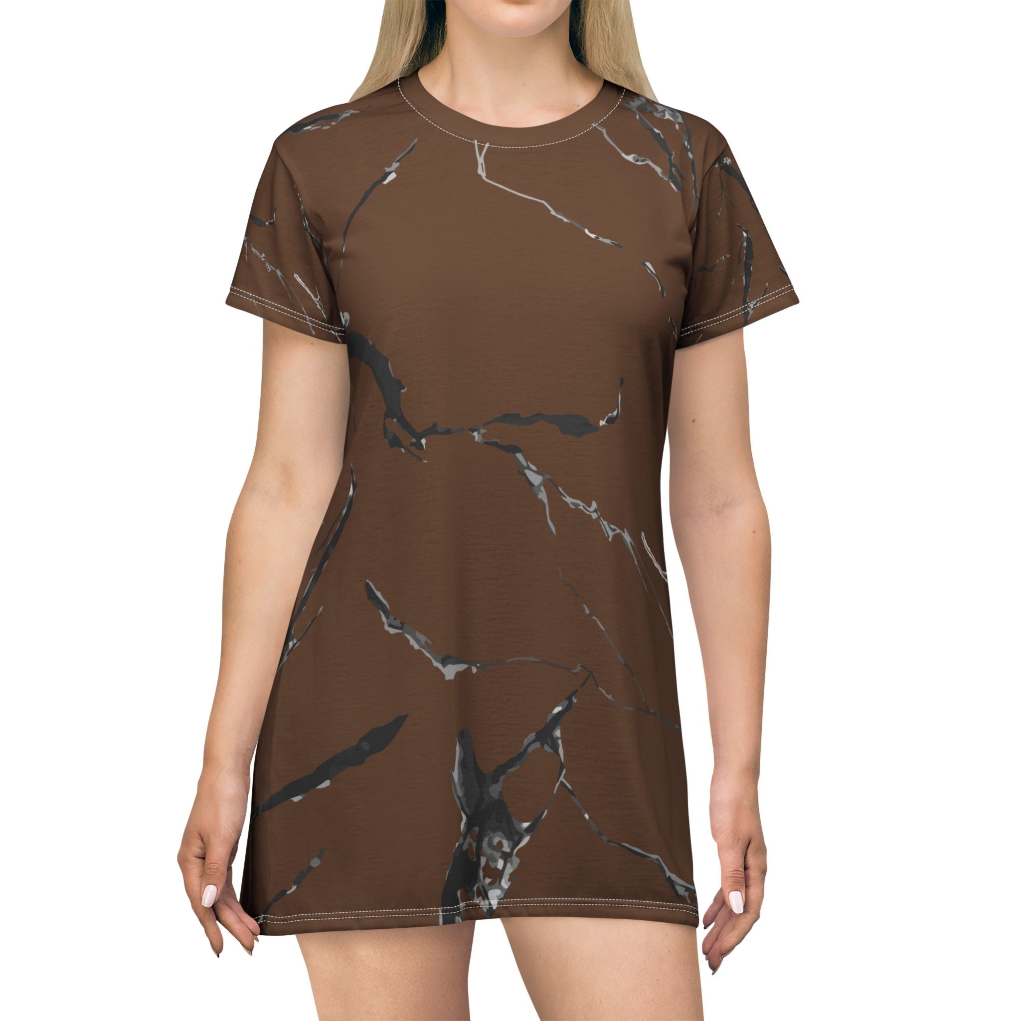 Chic Marble T-Shirt Dress, Casual Daywear, Summer Fashion, Trendy Outfit, Comfortable Style, Gift Idea for Her