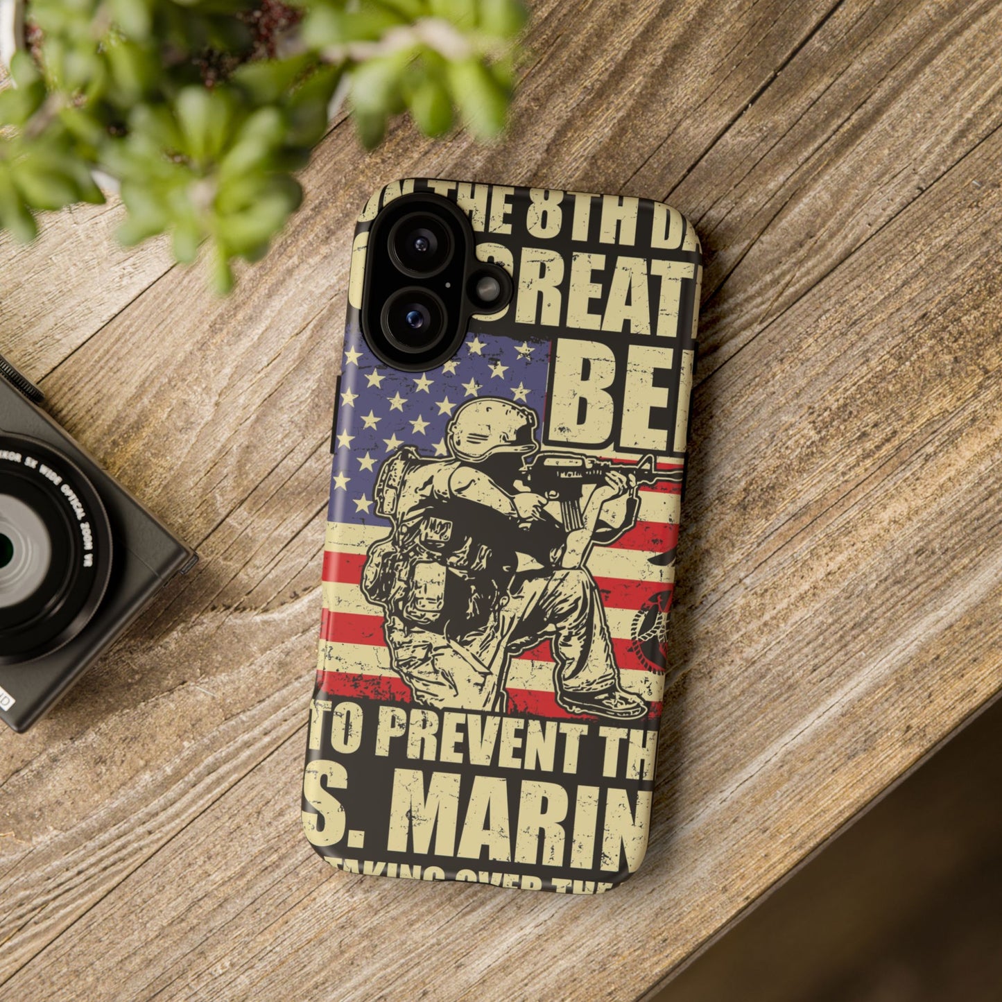 Military-Themed Phone Case - 'God Created Beer' Design