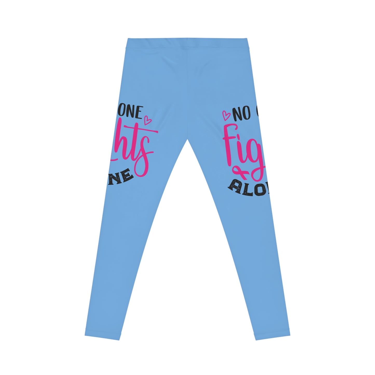 Empowering Women's Casual Leggings - No One Fights Alone, Workout Leggings, Fitness Wear, Supportive Leggings, Gift for Her, Pink [...]