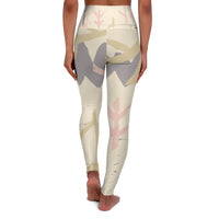 Trendy High Waisted Yoga Leggings - Abstract Nature Print for Comfort and Style