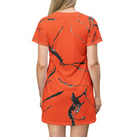 Bold Orange Marble T-Shirt Dress | Casual Chic, Summer Fashion, Everyday Wear, Gift for Her, Trendy Outfit
