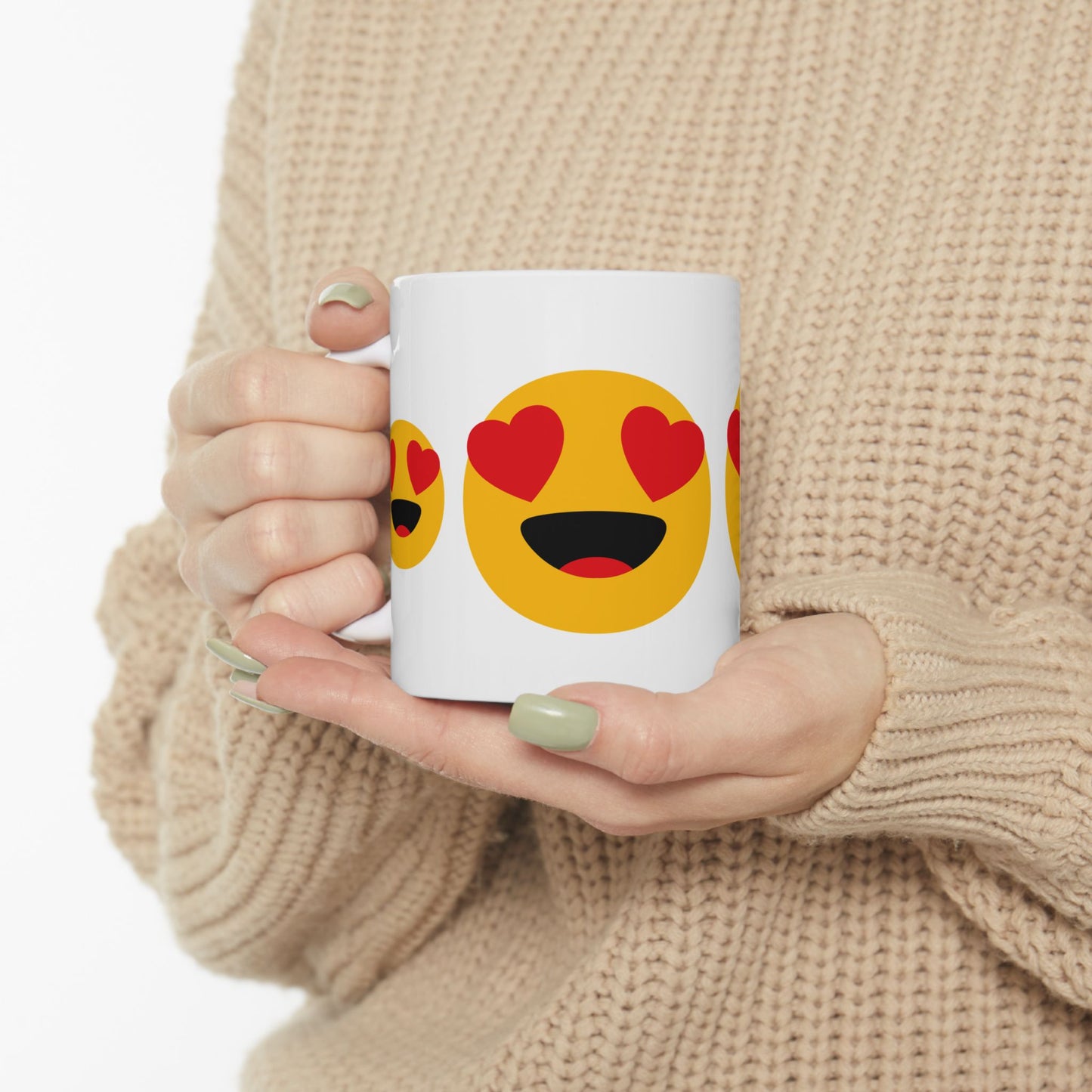 Cute Love Emoji Ceramic Mug - Perfect Gift for Valentine's Day, Coffee Lovers, or Romantic Occasions