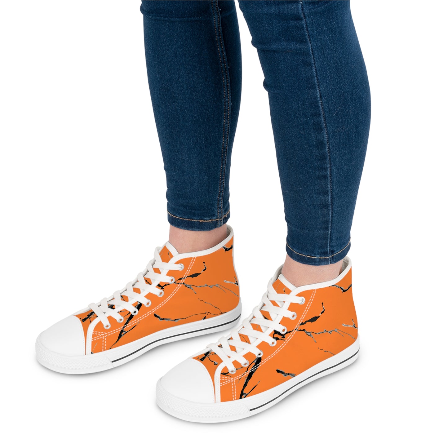 Stylish Orange Marble High Top Sneakers for Women
