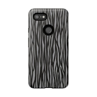 Stylish Tough Phone Case - Black and Gray Striped Design