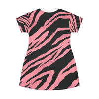 Fierce Pink Zebra T-Shirt Dress - Chic Casual Wear for Animal Print Lovers