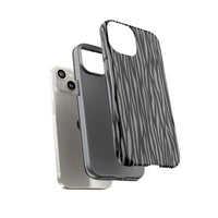 Stylish Tough Phone Case - Black and Gray Striped Design
