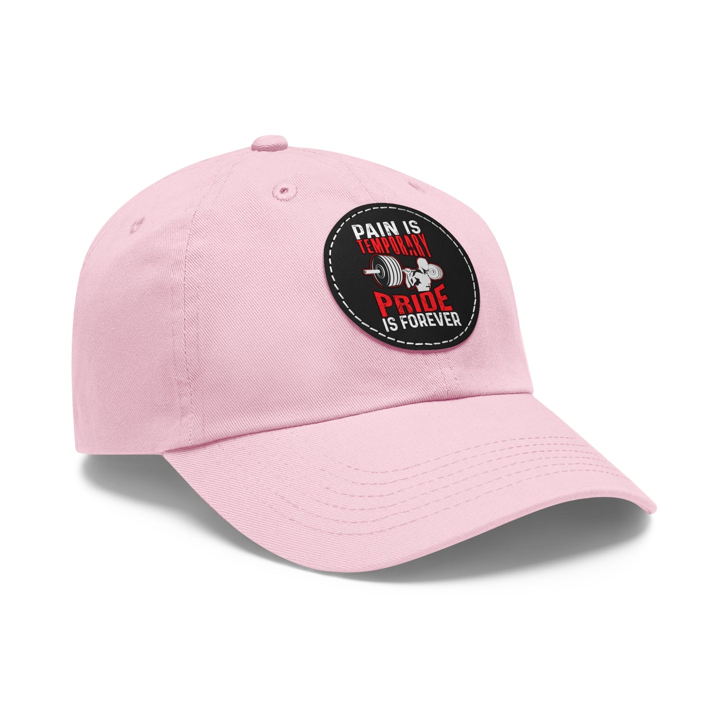 Dad Hat, Workout Cap with Leather Patch - Gym Pride, Motivational Fitness Gift - Round Brim Baseball Cap, Sport Headwear,