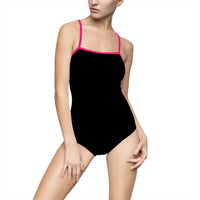 Classic Black Women's One-Piece Swimsuit with Elegant Design