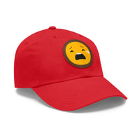 Emotional Dad Hat with Leather Patch - Sad Emoji Cap for Everyday Wear
