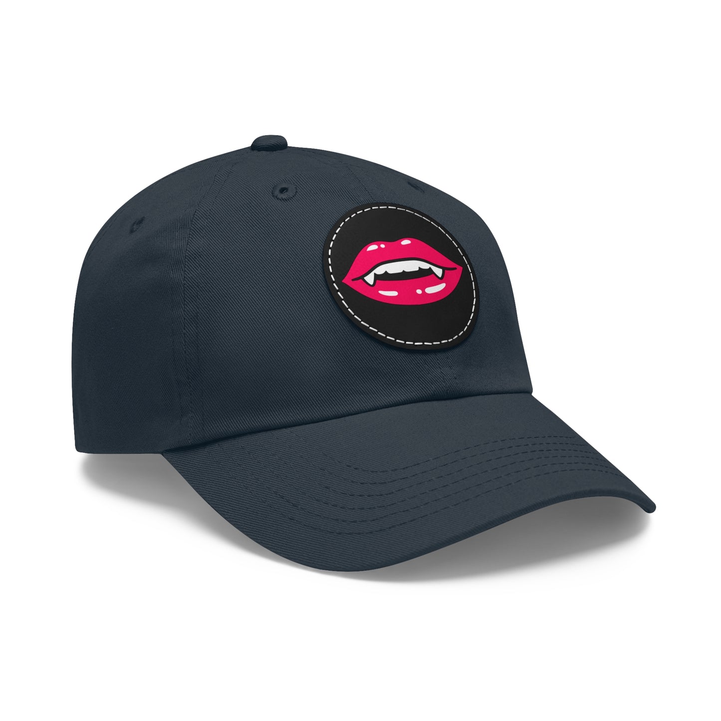 Hat for Men, Stylish Summer Dad Cap with Leather Patch, Trendy Bold Lip Design, Casual Baseball Hat, Fashionable Accessory