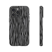 Stylish Tough Phone Case - Black and Gray Striped Design