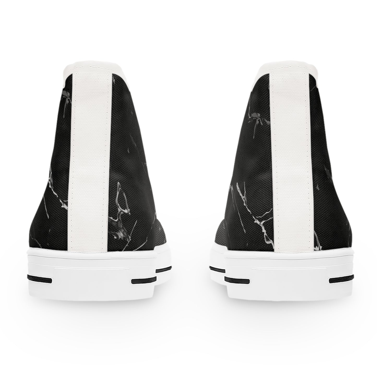 Women's High Top Sneakers - Stylish Black Marble Design