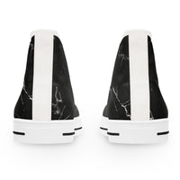 Women's High Top Sneakers - Stylish Black Marble Design