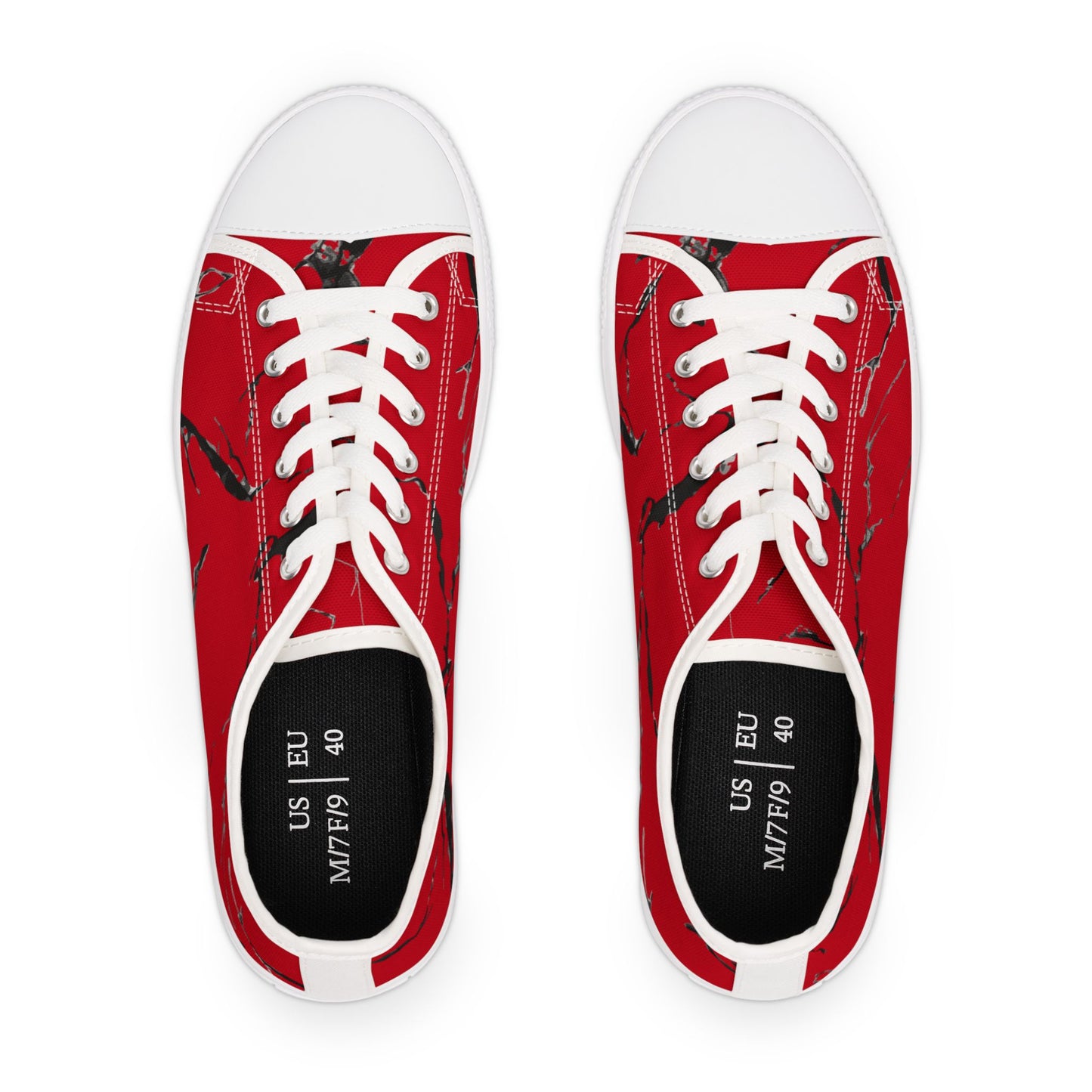 Bold Red Women&#039;s Low Top Sneakers - Stylish & Unique Casual Footwear