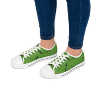 Trendy Women’s Low Top Sneakers - Green & Black Marble Design