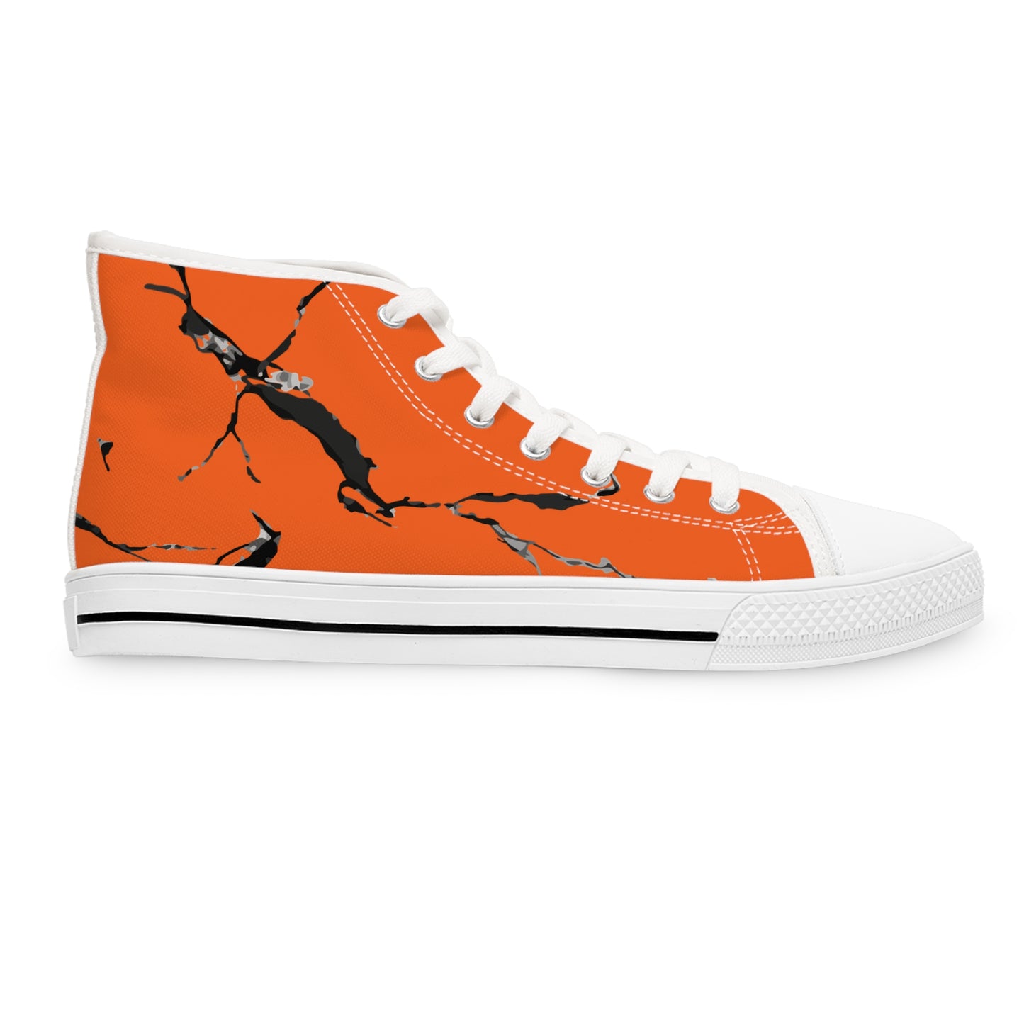 Stylish Orange Marble Women's High Top Sneakers