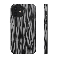Stylish Tough Phone Case - Black and Gray Striped Design