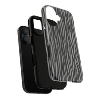 Stylish Tough Phone Case - Black and Gray Striped Design
