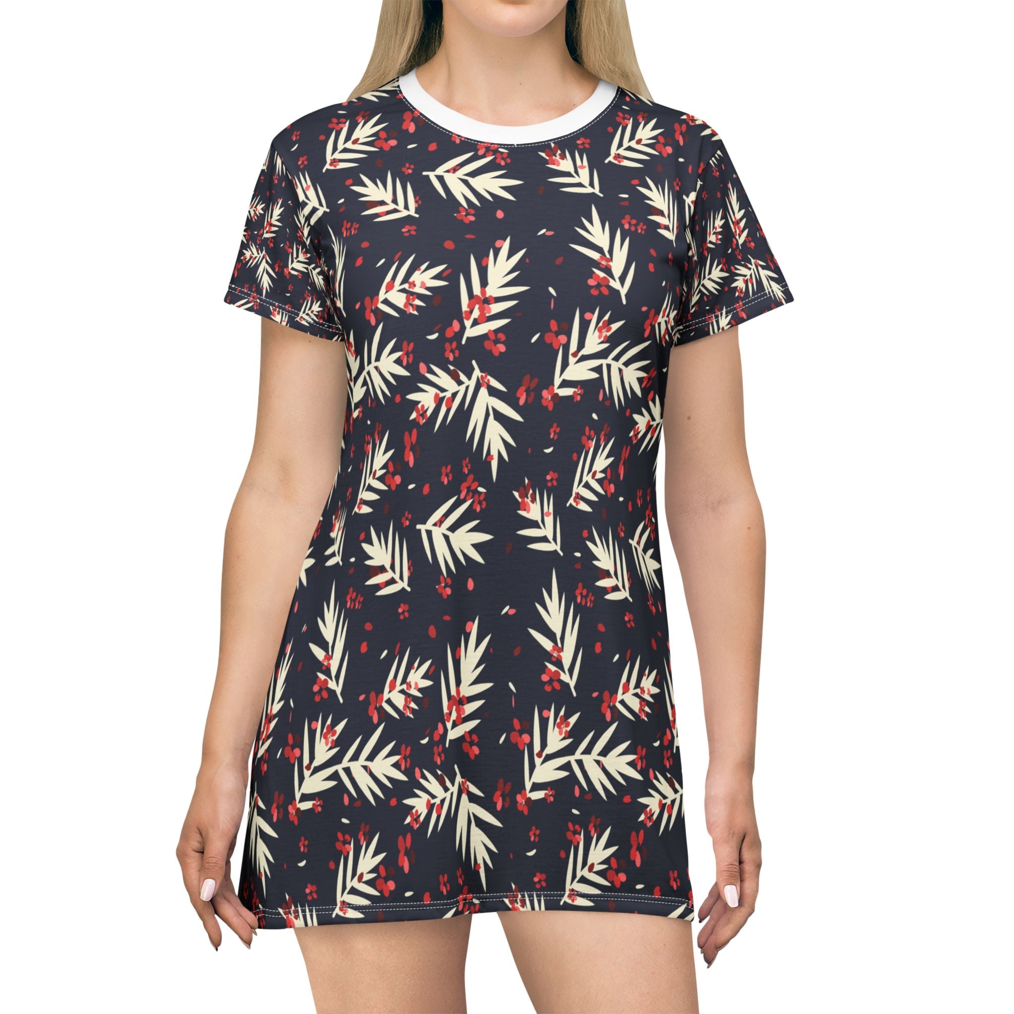 Tropical Leaf T-Shirt Dress - Casual Summer Style for Every Occasion