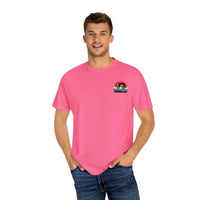 Chill Vibes Unisex Garment-Dyed T-Shirt - Retro Sloth & Sunset Design