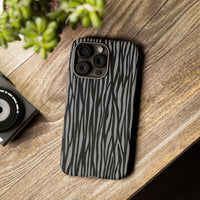 Stylish Tough Phone Case - Black and Gray Striped Design