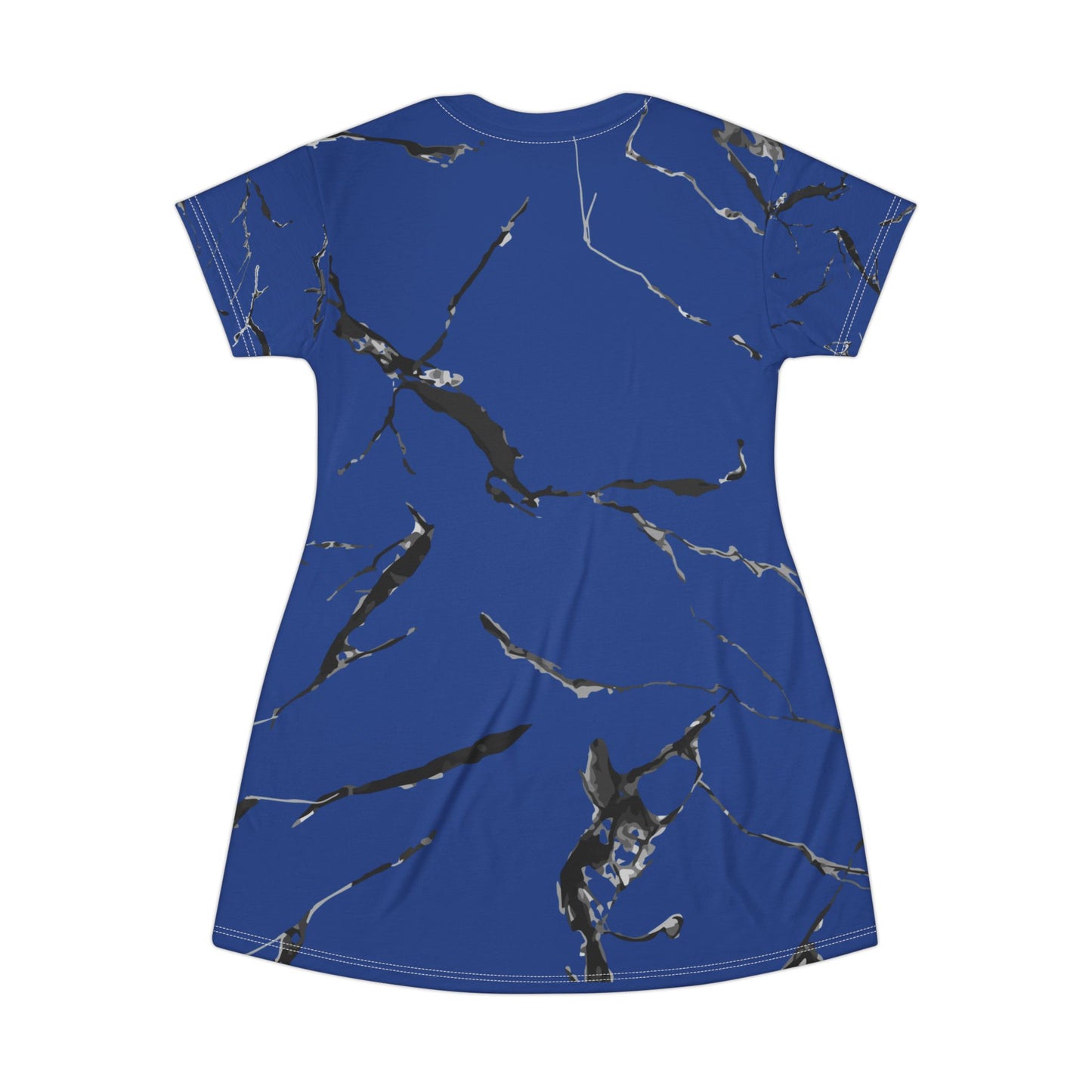 Blue Marble T-Shirt Dress, Trendy Casual Wear, Summer Fashion, Everyday Dress, Perfect Gift for Her, Marble Print Dress