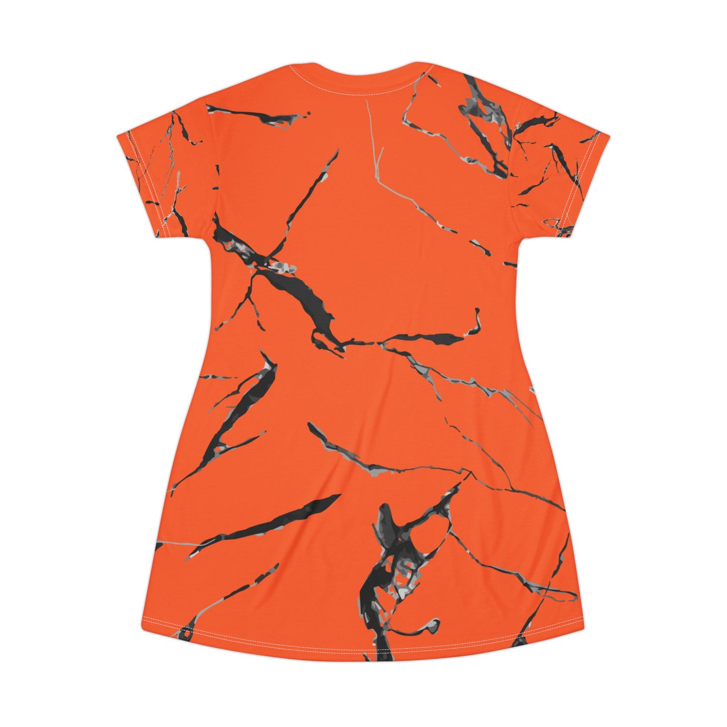 Bold Orange Marble T-Shirt Dress | Casual Chic, Summer Fashion, Everyday Wear, Gift for Her, Trendy Outfit