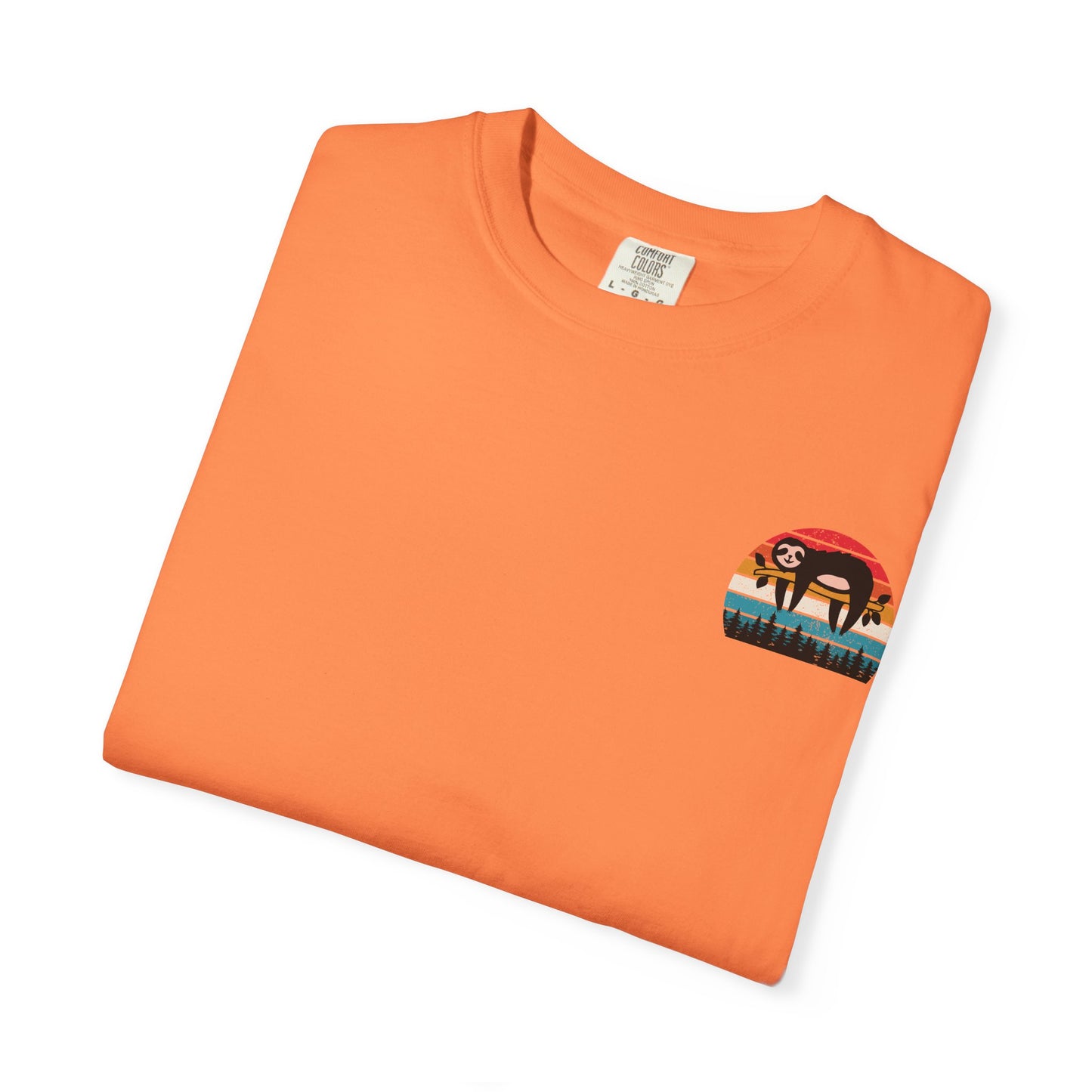 Chill Vibes Unisex Garment-Dyed T-Shirt - Retro Sloth & Sunset Design