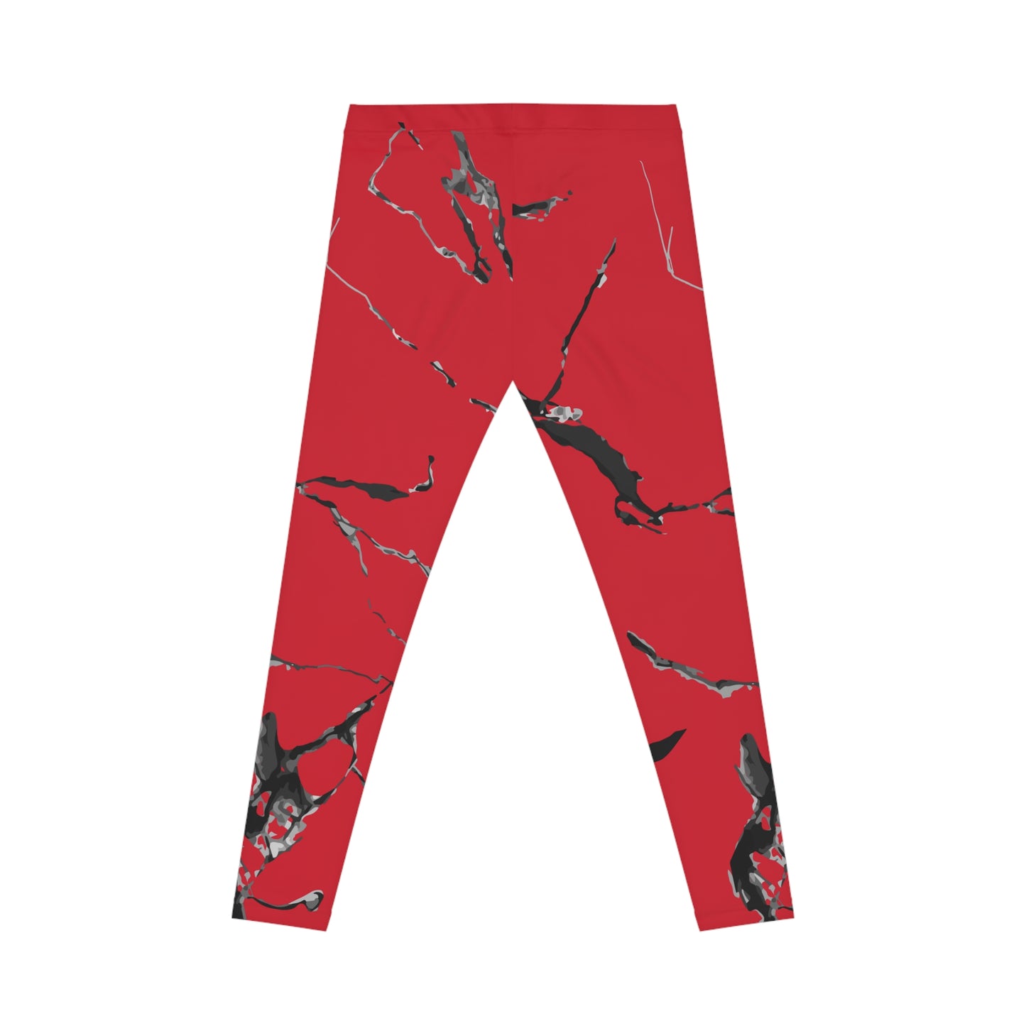 Chic Abstract Red Leggings for Women, Stylish Workout Pants, Fashion Activewear, Fitness Leggings, Red Marble Design, Casual Comfort