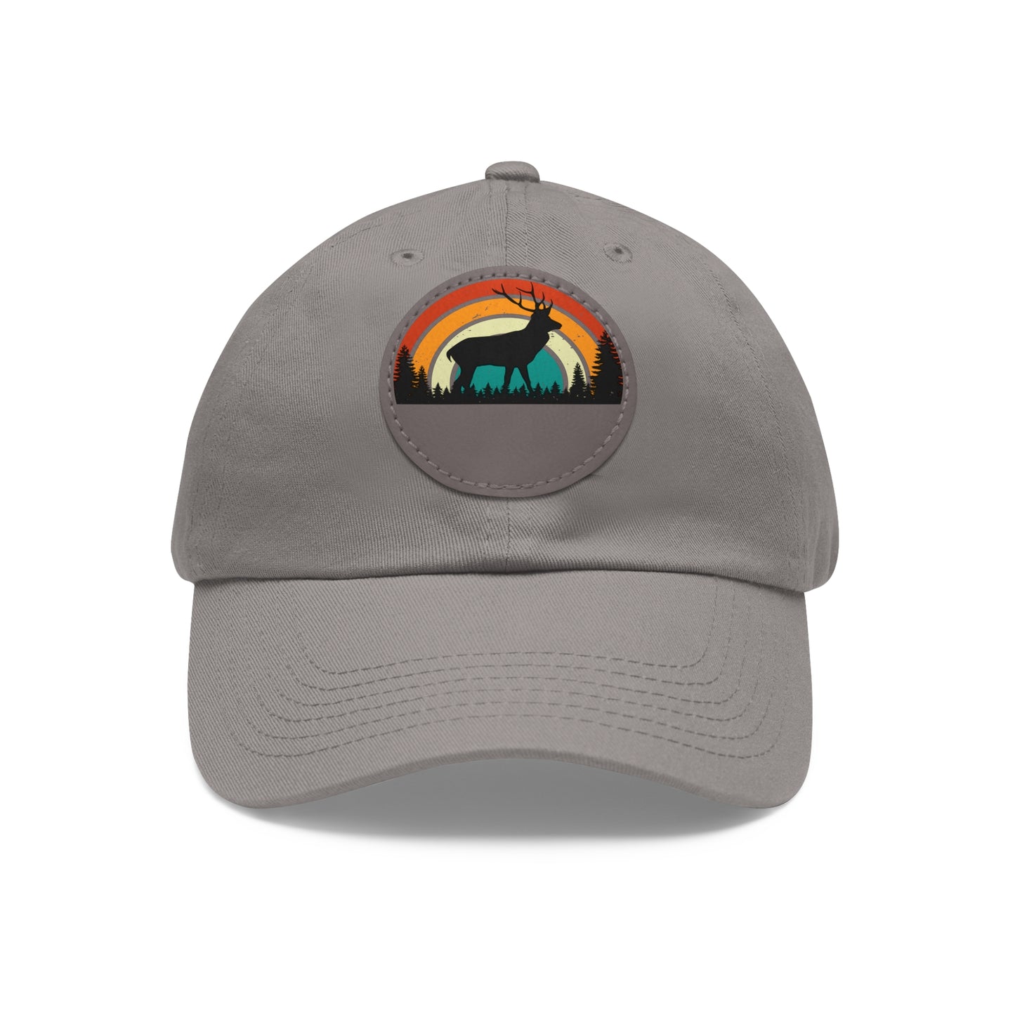 Stylish Dad Hat with Leather Patch - Retro Deer Design
