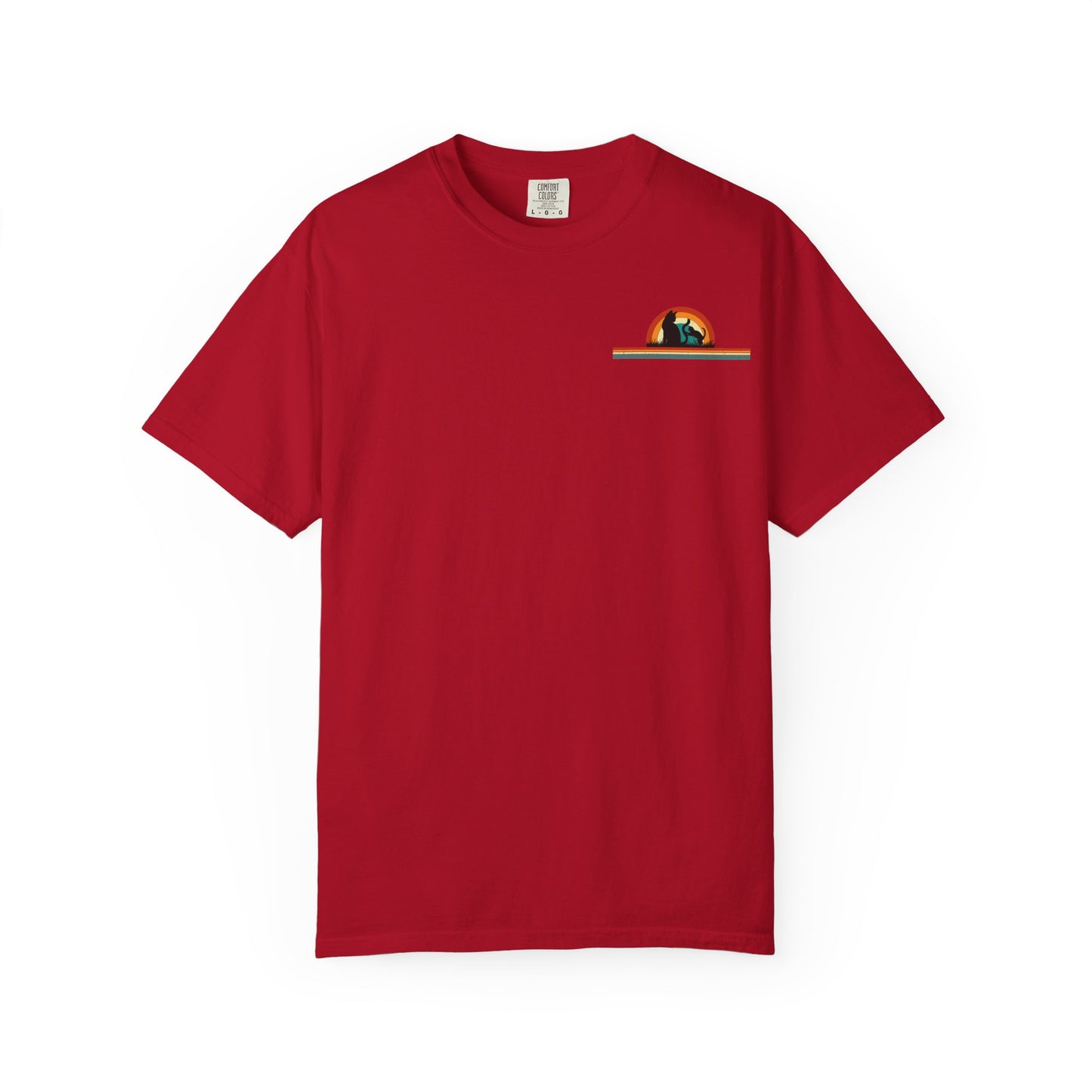 Unisex Cat & Dog Sunset Graphic T-Shirt - Casual Animal Lover Tee