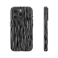 Stylish Tough Phone Case - Black and Gray Striped Design