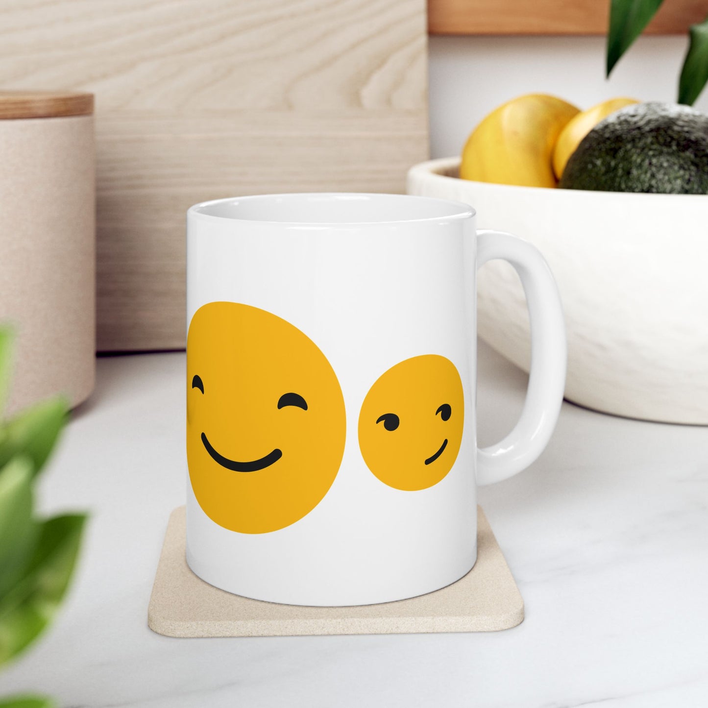 Happy Faces Ceramic Mug - 11oz & 15oz Coffee Cup for Positive Vibes