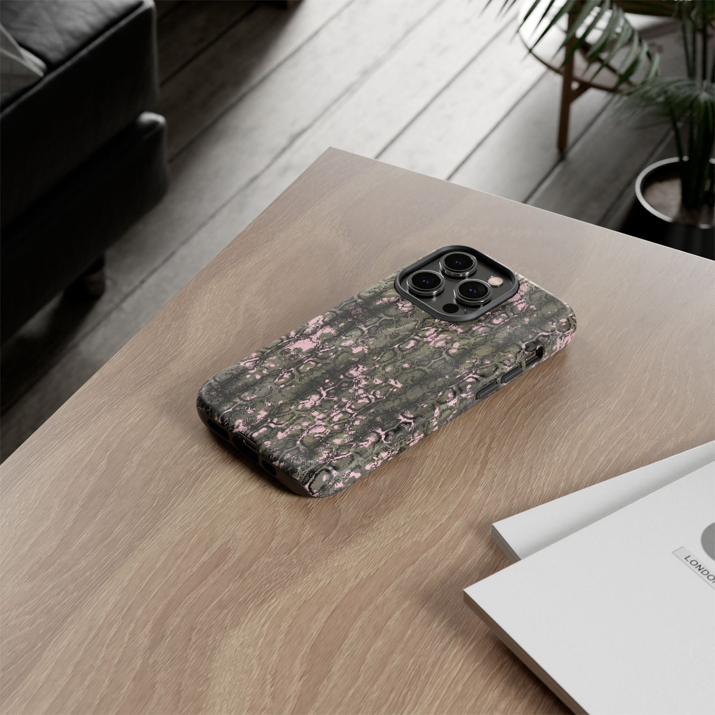 Camo Snake Pattern Phone Case – Rugged Protection Meets Bold Style  Turn heads while protecting your phone with this fierce camo snake pattern case—where urban edge meets outdoor grit.
