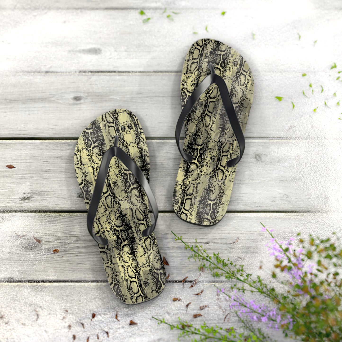 Snakeskin Flip Flops - Trendy Summer Footwear for Beach Days
