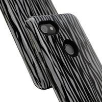 Stylish Tough Phone Case - Black and Gray Striped Design