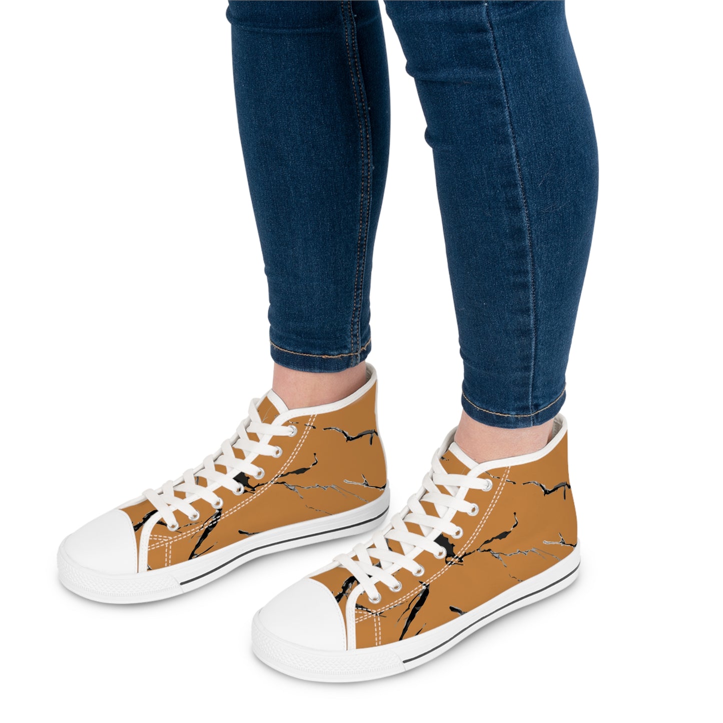 Stylish Women's High Top Sneakers with Modern Marble Design