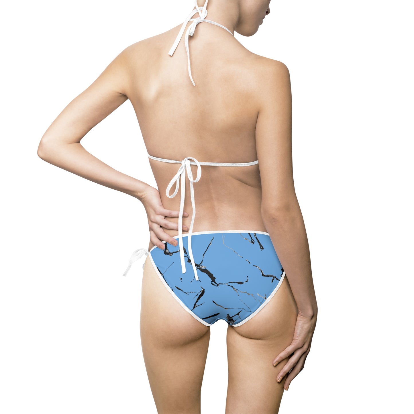 Blue Marble Print Women's Bikini Swimsuit - Perfect for Summer & Beach Getaways