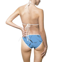 Blue Marble Print Women's Bikini Swimsuit - Perfect for Summer & Beach Getaways