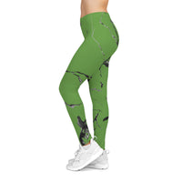 Casual Green Marble Leggings | Stylish Athleisure Wear, Comfortable Workout Pants, Everyday Leggings, Fitness Fashion