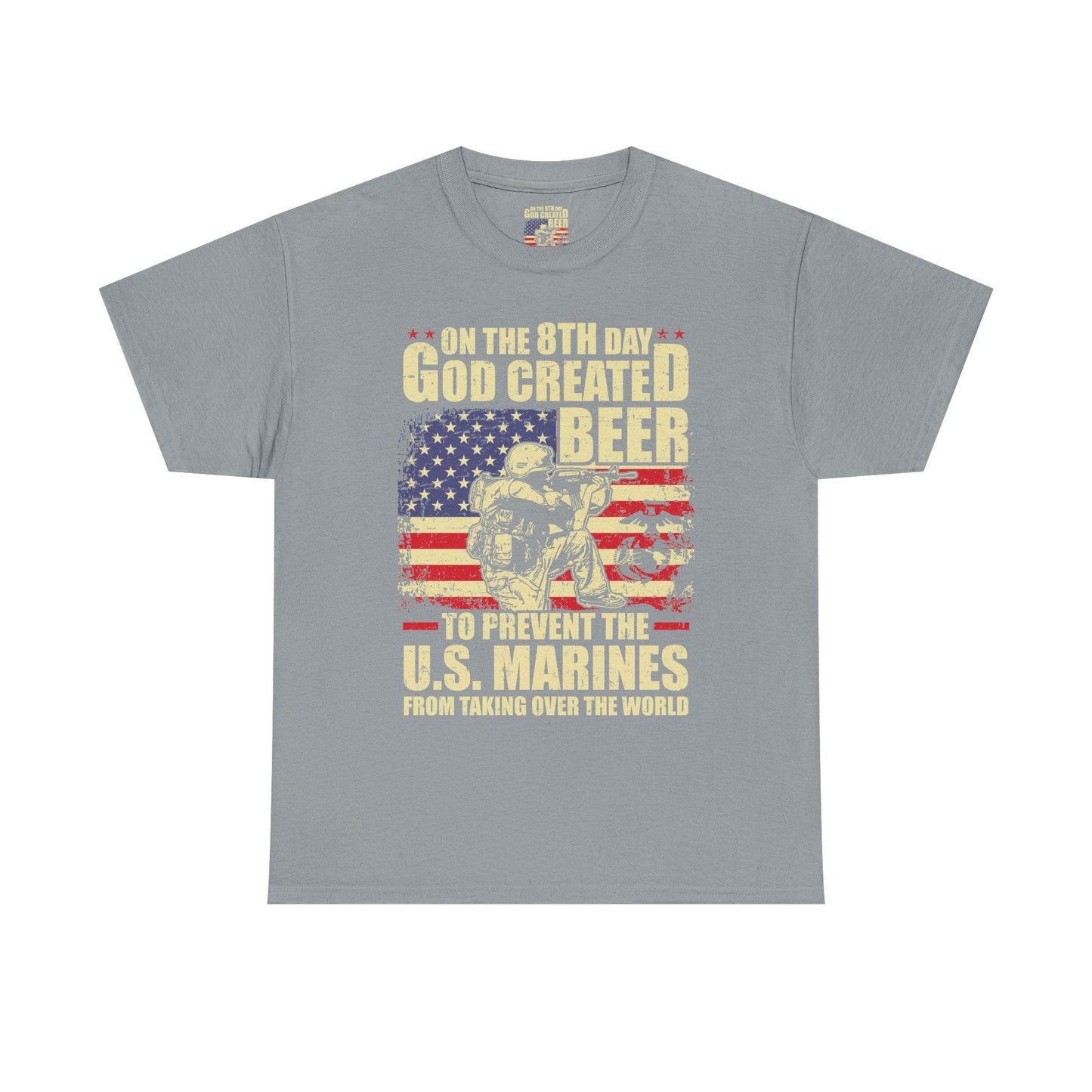 God Created Beer Unisex Heavy Cotton Tee, Fun Patriotic Shirt, Gift for Beer Lovers, US Marines Support, July 4th Celebration