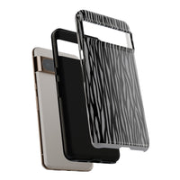 Stylish Tough Phone Case - Black and Gray Striped Design