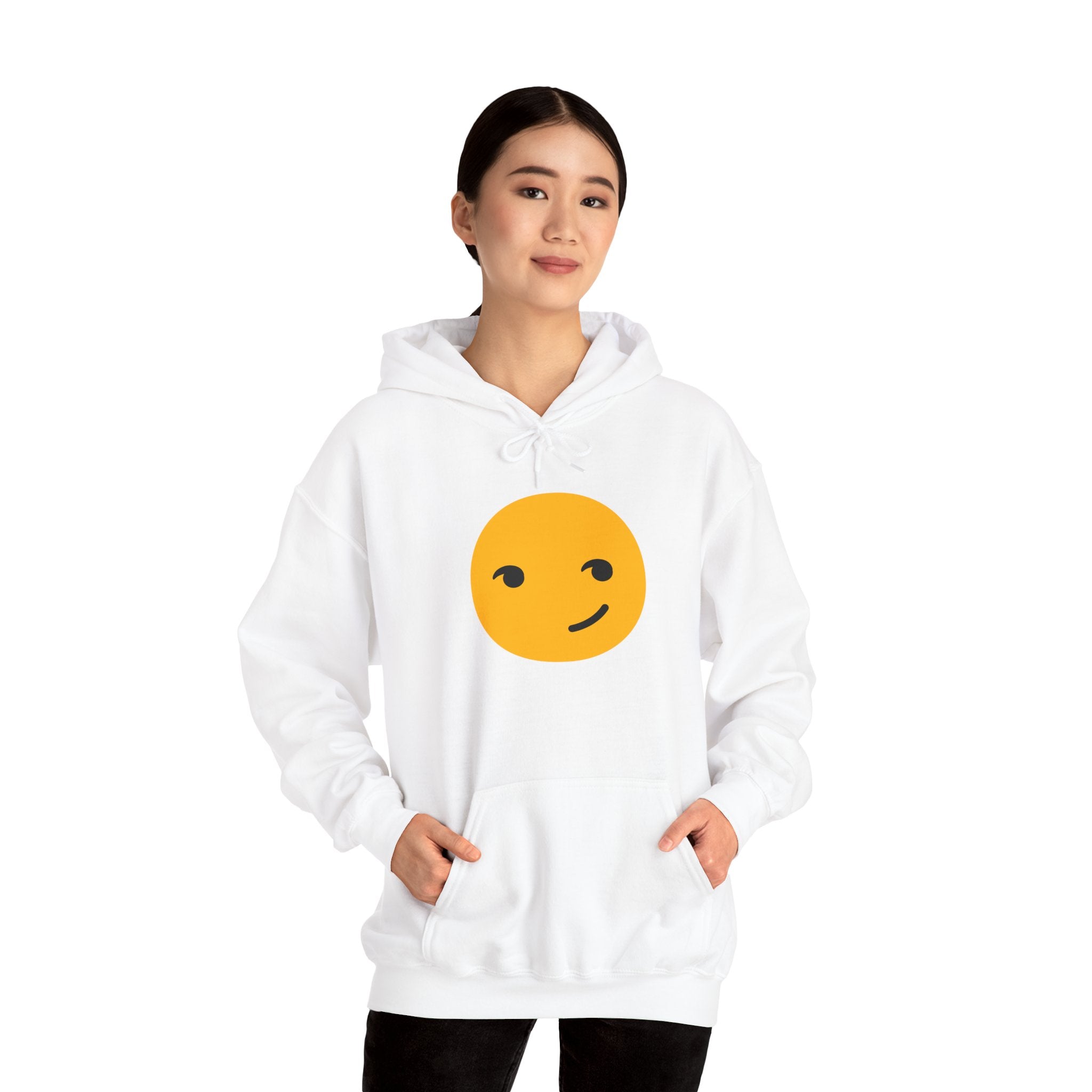 Smiley Face Unisex Heavy Blend Hooded Sweatshirt – Cozy & Playful Comfort for All Occasions
