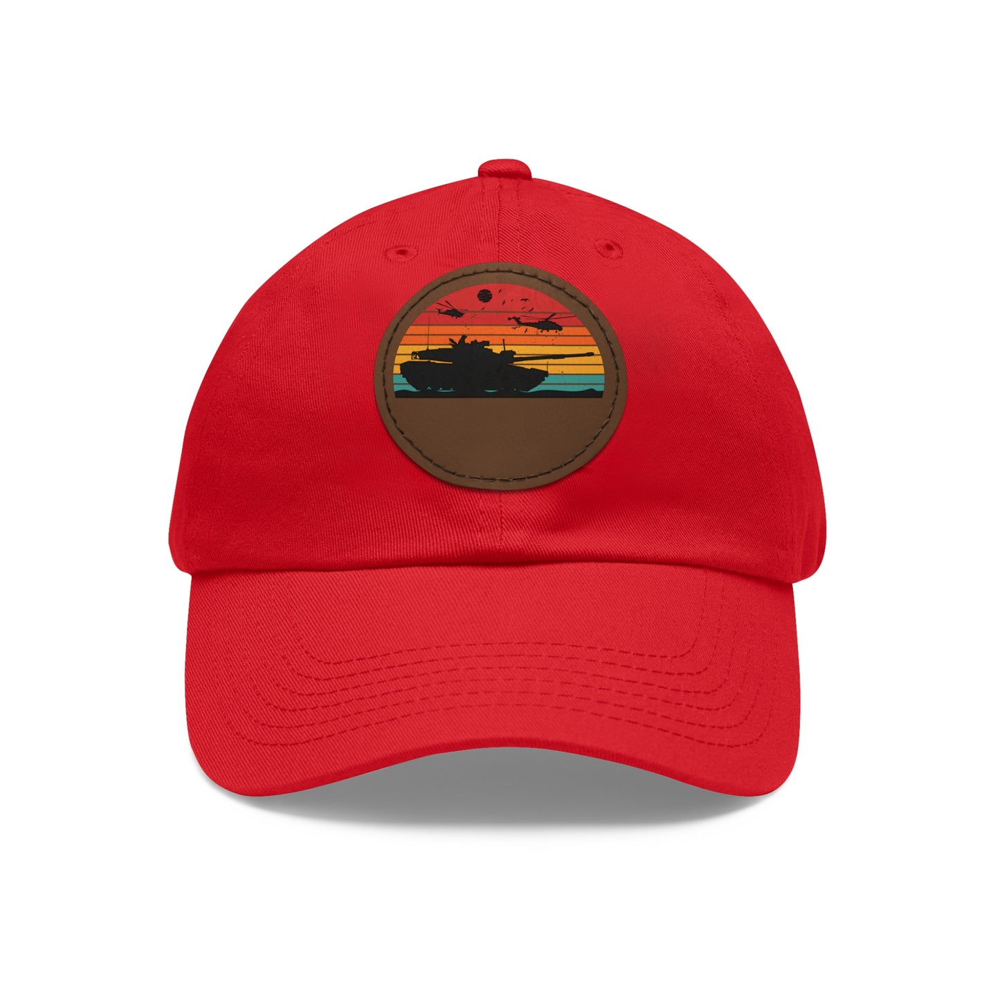 Retro Sunset Dad Hat with Leather Patch