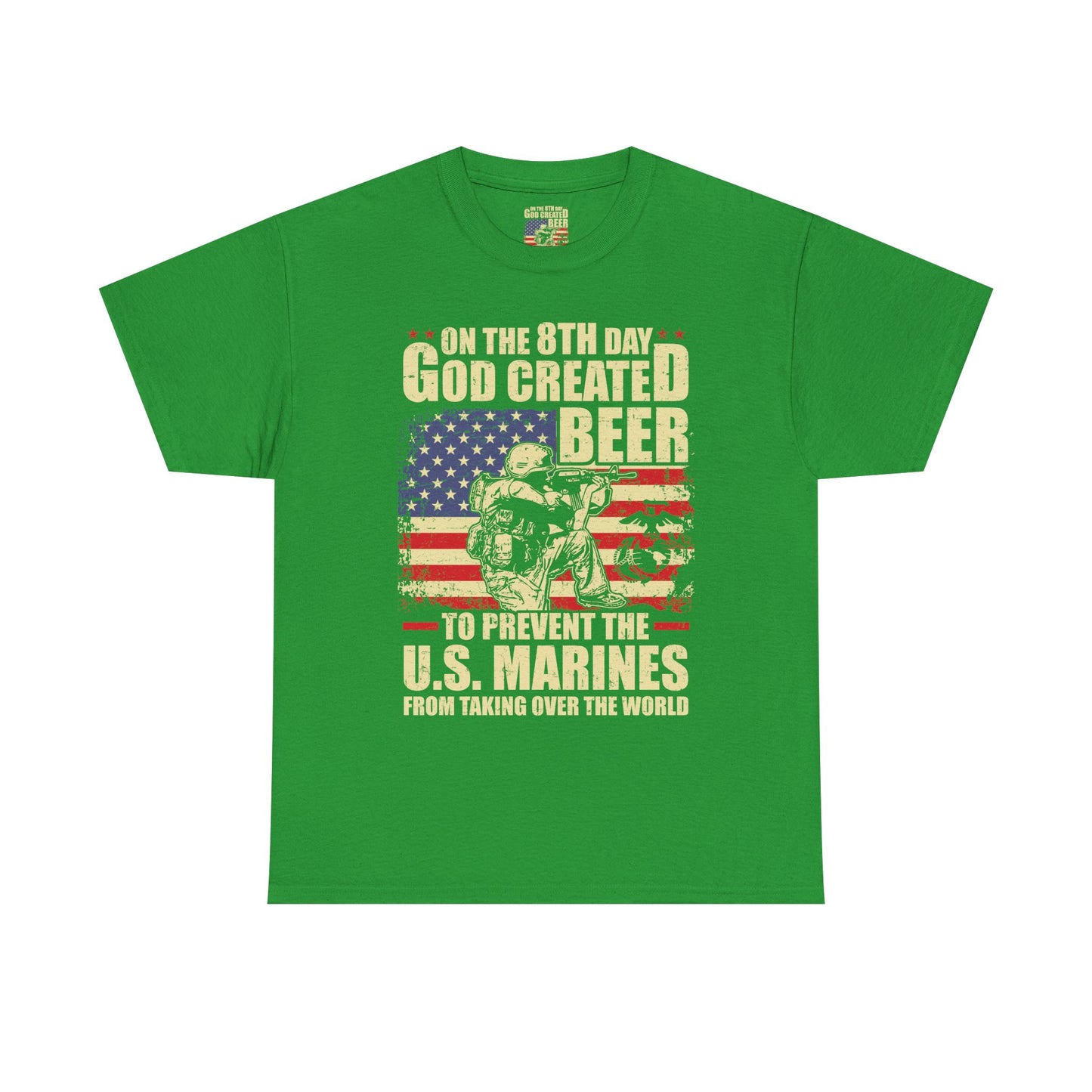 God Created Beer Unisex Heavy Cotton Tee, Fun Patriotic Shirt, Gift for Beer Lovers, US Marines Support, July 4th Celebration