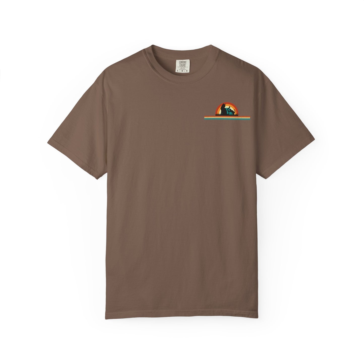 Unisex Cat & Dog Sunset Graphic T-Shirt - Casual Animal Lover Tee