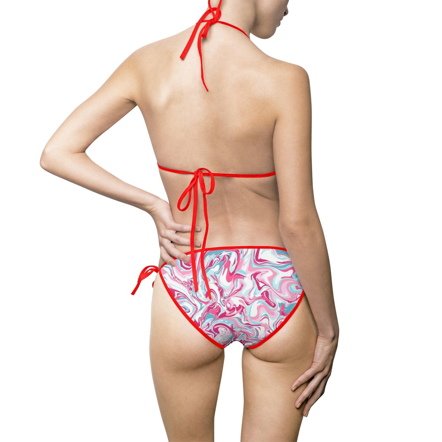 Vibrant Marble Print Women's Bikini Swimsuit - Perfect for Summer Beach Days