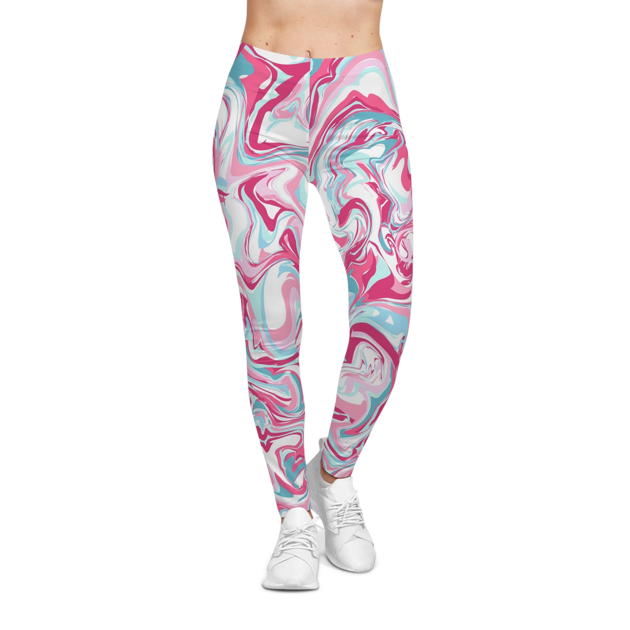 Vibrant Marble-Patterned Women's Casual Leggings