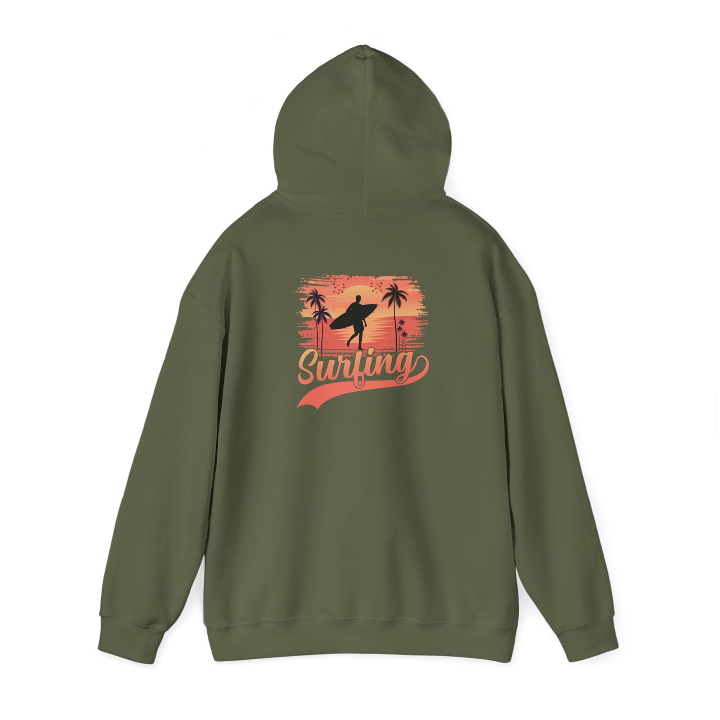 Surfing Vibes Hooded Sweatshirt, Beachwear, Gift for Surfers, Summer Fashion, Casual Wear, Coastal Style