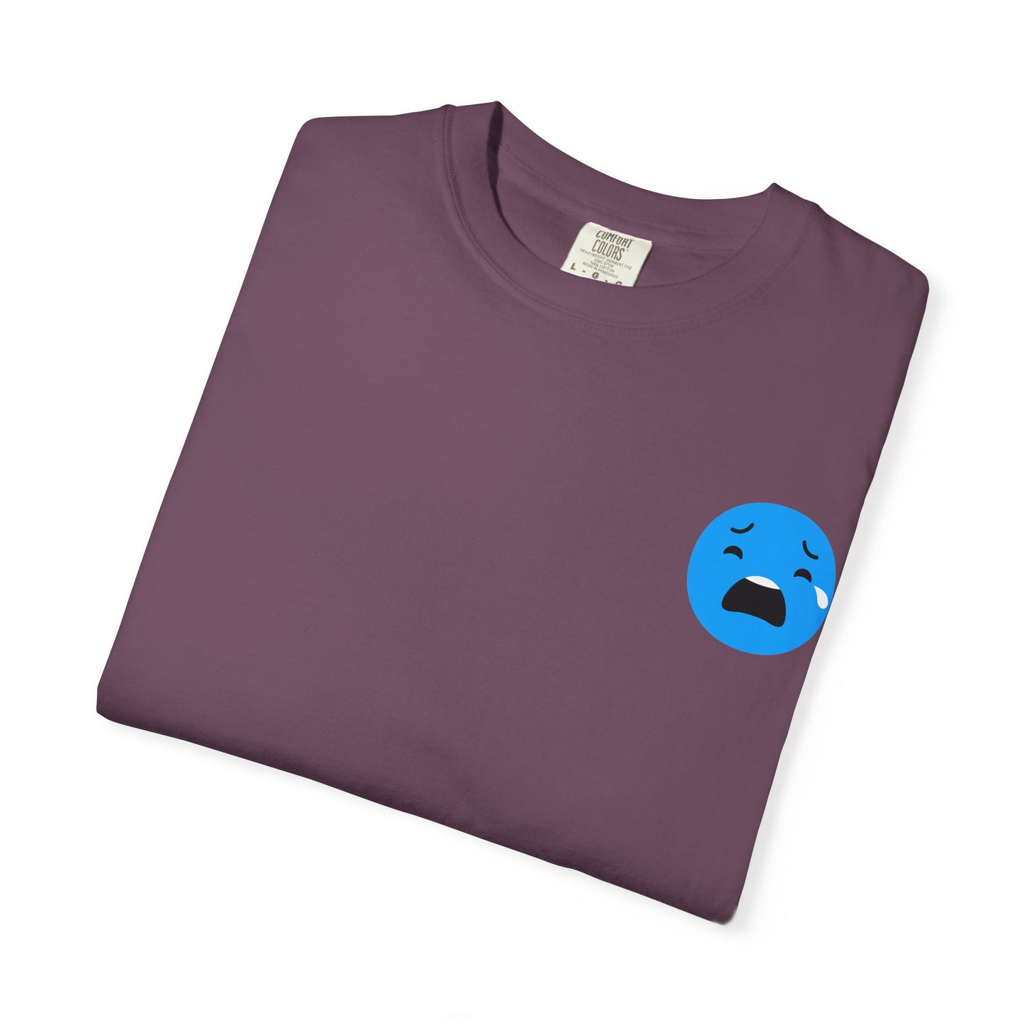 Unisex Garment-Dyed T-Shirt with Sad Emoji Design